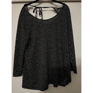 Black and brown polka dot quarter sleeve blouse